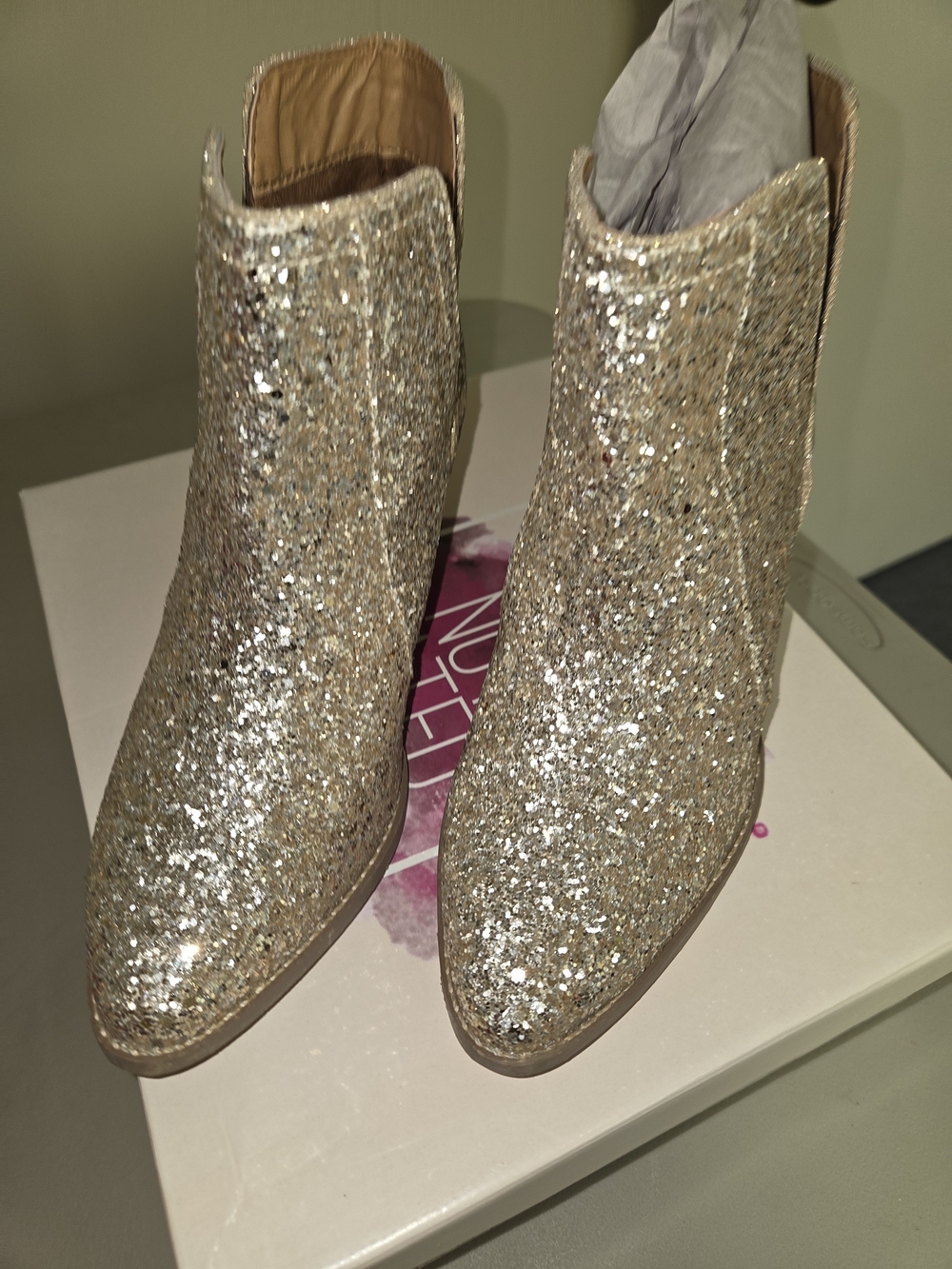 Not Rated Gold Glitter Ankle Boots - Picture 3 of 4